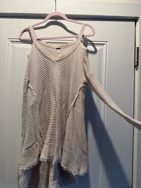 Vintage Free People Moonshine Cold-Shoulder Knit Sweater 100% Cotton